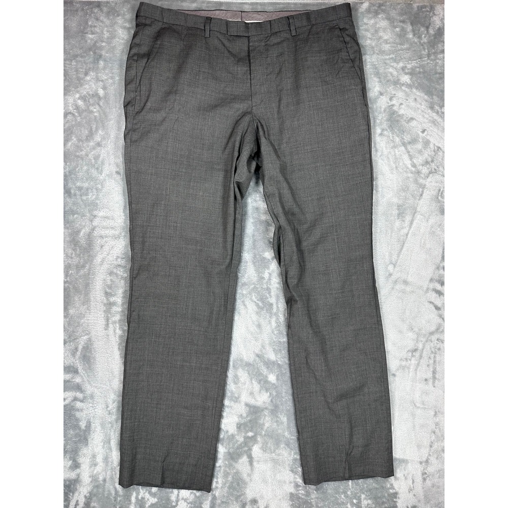 Hugo Boss Sharp1 US Grey Virgin Wool Dress Pants Mens 38R Flat Front Trousers